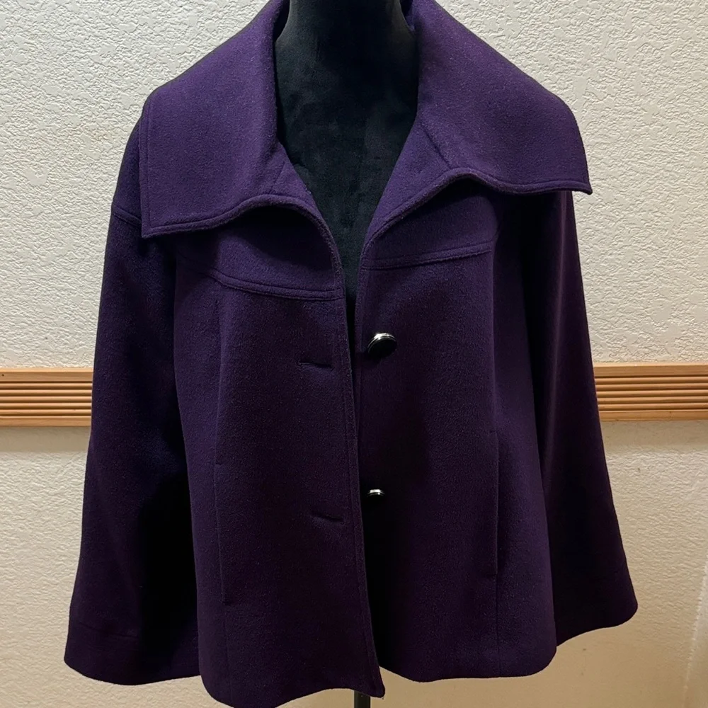 Alfani Purple Pea Coat Size L - Picture 2 of 8